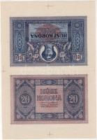 1919. augusztus 9. 20K próbanyomat/ Probe elő- és hátoldal együtt nyomva RR!! T:I
