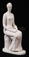 Hollóházi olvasónő. Bisquit porcelán, jelzett, hibátlan, m:35 cm