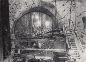 cca 1960-1965 Metró alagút építése Budapest alatt, 6 db riportfotó, 18x24 cm