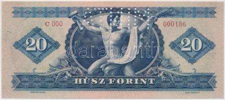 1947. 20Ft "C 000 - 000186" sorozat és sorszámmal, illetve "MINTA" perforációval...