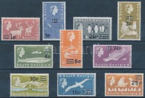 South Georgia and South Sandwich Islands Definitive: Wildlife stamps from one set with overprint, Déli-Georgia és Déli-Sandwich-szigetek Forgalmi: élővilág bélyegek ugyanabból a sorból, felülnyomással