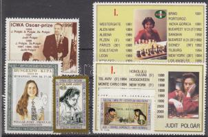 A Polgár lányok sakk mérkőzései 6 db klf levélzárón / 6 different chess label