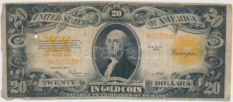 Amerikai Egyesült Államok 1922. 20$ "George Washington" T:III- ly. USA 1922. 20 Dollars "George Washington" C:VG hole Krause 275, Friedberg 1187