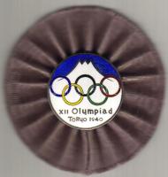 Japán 1940. A tokiói eltervezett, díjazott kitűzője zománcozott fém / geplant, aber nicht ausgegebene Abzeichen T:2