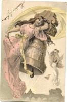 Lady, angel, bell, litho (fl)