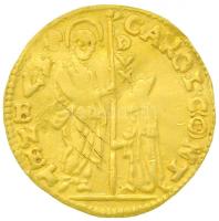 Olasz Államok / Velence 1655-1656. Zecchino Au Carlo Contarini "S. M. VENET - CAROL. CONT / SIT. T. XPE. DAT. QTV - REGIS. ISTE. DVCA" (3,46g/0.999) T:3 hullámos Italian States / Venice wavy 1655-1656. Zecchino Au Carlo Contarini "S. M. VENET - CAROL. CONT / SIT. T. XPE. DAT. QTV - REGIS. ISTE. DVCA" (3,46g/0.999) C:F wavy Krause FR# 1321