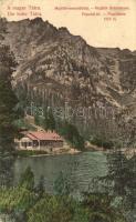 Tátra, Poprádi tó, Majláth menedékház, kiadja Divald Károly / lake, rest house (EK)