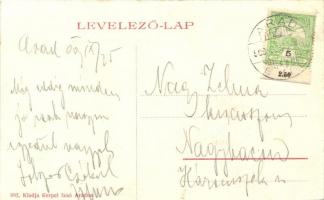 Arad, Polgári fiúiskola, Rácz Sebestyén hentesüzlete, Varhol László kereskedése; hátoldalán Nagybacz...