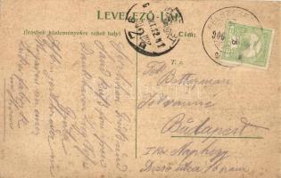 Félszerfalu, Hirm; Gasthaus zur Linde und Bauer's Handlung / Bauer's shop and hotel, litho