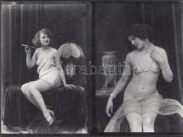 cca 1920-1930 Demeter Károly (1892-1983) párizsi korszakában készült üveglemez negatívokról készült későbbi jelzetlen másolatok a szerző hagyatékából, 18x24 cm