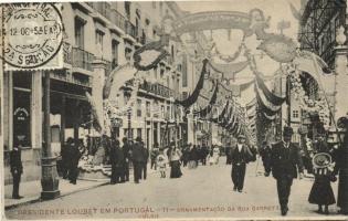 Lisbon, President Loubet in Portugal, ornamentation of Garrett street (small tear)