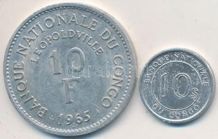 Kongói Demokratikus Köztársaság 1965. 10Fr + 1967. 10S T:2 Democratic Republic of the Congo 1965. 10 Francs + 1967. 10 Sengis C:XF Krause KM#1,7