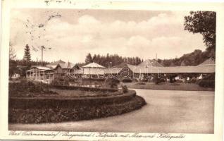 Tarcsafürdő, Bad Tatzmannsdorf; Kurplatz, Max und Karlsquelle / square, fountain