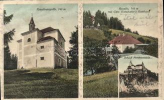 Fraknó, Forchtenstein; Rosalienkapelle, Carl Wutzlhofer's Gasthaus, Schloss Forchtenstein / chapel, guest house, castle (EB)