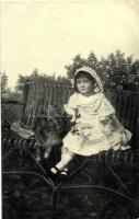 Little girl with dog