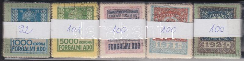 1921-1923 5 klf köteg magyar Forgalmi Adó bélyeg