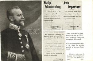 Adolphe Max; his courageous public bill to protest against a German falsehood