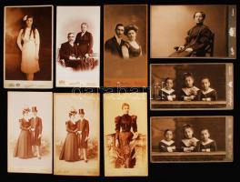 cca 1870-1900 14 db nagyméretű, szép állapotú fotó különböző polgári családokról 13x21 cm