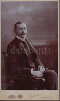 cca 1900 Hegyeshalmy Lajos (1862-1925): politikus, kereskedelemügyi és pénzügyminiszter fotója. Strelisky jelzett fotó 11x20 cm