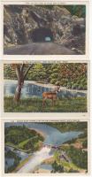 3 db RÉGI használatlan külföldi városképes lap; Amerikai (Quiet Waters, Virginia, Greenwood County) / 3 old unused foreign postcards; American (Quiet Waters, Virginia, Greenwood County)