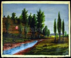 Jelzés nélkül: Lány a domboldalon. Olaj, vászon, felcsavarva, 60×80 cm