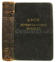 Asch, Schalom: Özönvíz trilógia: Pétervár - Varsó - Moszkva. Bp., 1938, Dénes Könyvkiadó. Egészbőr kötésben, 189. számozott példány, gyűjtők részére biblianyomó papírra 300 példányban készített kiadás. A gerince kissé szakadt, egyébként jó állapotban.