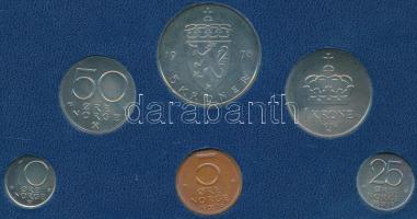 Norvégia 1978. 5o-5K 6klf darab szettben, eredeti plasztiktokban T:BU Norway 1978. 5 Ore - 5 Kroner 6 different coins in set in original plastic case C:BU