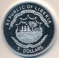 Libéria 2009. 5$ ezüstözött Cu "Nagy Hadvezérek / Árpád fejedelem" T:PP Liberia 2009. 5 Dollars silver plated Cu "The Greatest Warlords of History / Árpád Prince of the Magyars" T:PP
