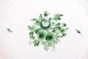 Herendi virágmintás tányér készlet, kézzel festett, jelzett (cca 1920 koronás), hibátlan, d:25 cm, m...