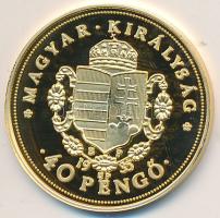 DN "Magyar aranypénzek utánveretben - Rákóczi Ferenc jubileumi 40 pengő" aranyozott Ag emlékérem (5.5g/0.999) T:PP