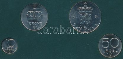 Norvégia 1983. 10o-5K 4klf darab szettben, eredeti plasztiktokban T:1 Norway 1983. 10 Ore - 5 Kroner 4 different coins in set in original plastic case C:UNC