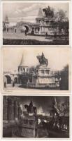 Budapest I. Halászbástya, Szent István szobor - 4 db régi képeslap / 4 old postcards
