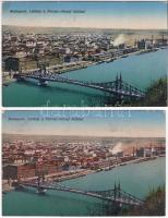 Budapest, Ferenc József híd - 2 db régi képeslap / 2 old postcards