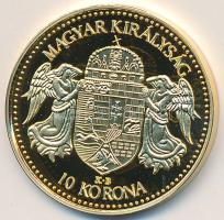 DN "Magyar aranypénzek utánveretben -  Ferenc József 10 korona" aranyozott Ag emlékérem (5.5g/0.999) T:PP