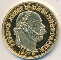 DN "Magyar aranypénzek utánveretben -  Ferenc József 100 korona" aranyozott Ag emlékérem (...