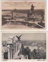 Budapest, Kilátás a várból - 2 db régi képeslap / 2 old postcards