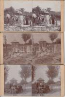 1904 Szénavölgy (Baracska) 4 db mozgalmas sztereófotó