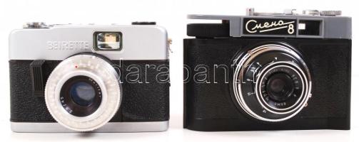 2db fényképezőgép: Beier Beirette és Lomo Smena 8, mindkettő eredeti tokkal, javításra szorulnak /  Beier Beirette and Lomo Smena 8, both in original case, both need repair