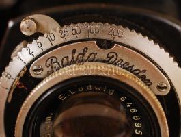 cca 1935 Balda Baldina harmonikás fényképezőgép Ludwig Meritar 5cm/f2,9 objektívvel / 
Balda Baldina...