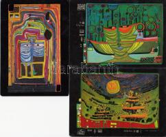 12 db MODERN használatlan motívumlap; Hundertwasser művészlap / 12 modern unused motive cards; Hundertwasser art cards