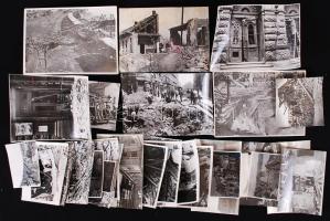 1944-1945 32 db klf méretű fotó a budapesti és a szolnoki háborús pusztításokról. Tiszavölgyi József jelzett, pecséttel jelzett fényképei