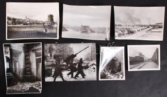 1945 7 db fotó a lerombolt Budapestről. Tiszavölgyi József jelzett felvételei (a körtéri fotó nem jelzett) / Budapest in 1945