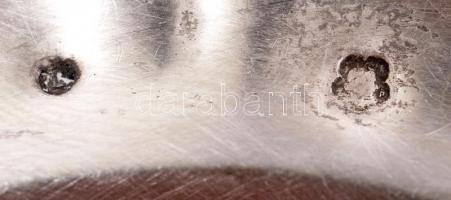 Ezüst (Ag.) kis tálka, jelzett (Dianás), apró horpadásokkal, mesterjeggyel(L), d:12,5 cm, nettó:43 g