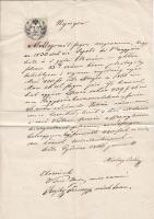 1866 Győri nyugta 2,50Ft okmánybélyeggel (szakadás)