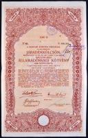 Budapest 1917. "A Magyar Korona Országai 6%-kal kamatozó Járadékkölcsön" államadóssági kötvény 50K-ról, szelvényekkel, szárazpecséttel és felülbélyegzéssel T:II-