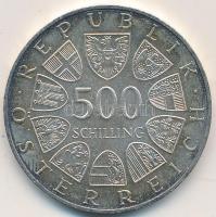 Ausztria 1987. 500Sch Ag "800 éves a Heiligenkreuzi apátság" dísztokban T:BU Austria 1987. 500 Schilling Ag "800th Anniversary - Holy Cross Church" in case C:BU