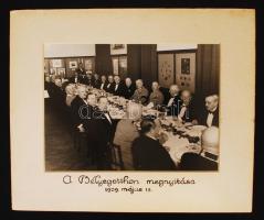1939 A Bélyegotthon megnyitása díszvacsora Hóman Bálint, Klébersberg Kúnó és Bárcziházy Bárczy István részvételével fotó 31x27 cm paszpartuban