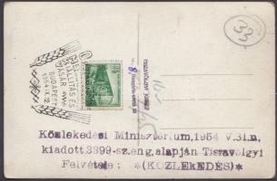 1954 Tiszavölgyi József fotólapja, Budapest, dunai panoráma a Kossuth híddal, az 1954-es Mezőgazdasá...