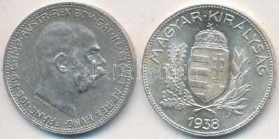 Vegyes: Ausztria 1914. 1P Ag "Ferenc József" + 1938. 1P Ag T:2-,3