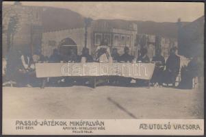 1922 Az erdélyi fotótörténet egy újabb lelete, Amster – Strelisky fiók felvétele: Passio játékok Mikófalván, az utolsó vacsora jelenete, fotólap, 8x13 cm